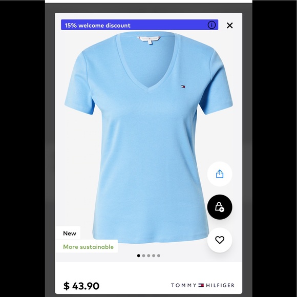 Medium turquoise blue Tommy Hilfiger vneck shirt top tshirt - Picture 1 of 5